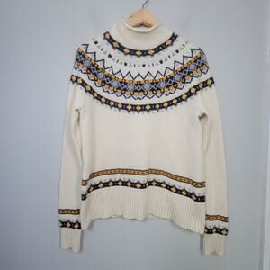 J. Crew Womens M Lambswool Blend Fair Isle High Neck Sweater Pullover